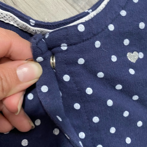 Carter's Blue White Polka Dot Button Down Sweatshirt for Girl Toddler Size 4T - Picture 3 of 6